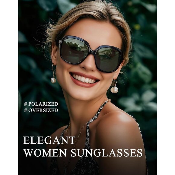 Women's Black Blackish Green Trendy Polarized Driving Sun Glasses UV Protective - Picture 3 of 6